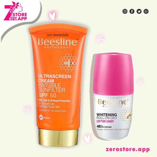 Picture of Beesline Ultra Screen Cream, a transparent sunscreen + a roll-on to lighten the skin, the softness of cotton