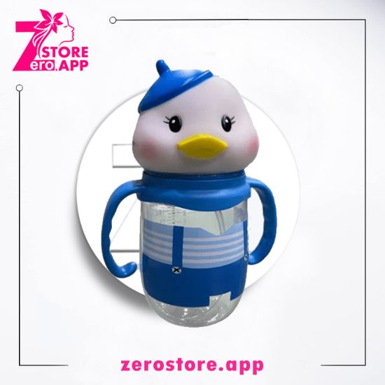 صورة ليتل فيش ببرونة بلاستيك بتصميم بطة مع يد من فيش  ٣٠٠  مل - ازرق