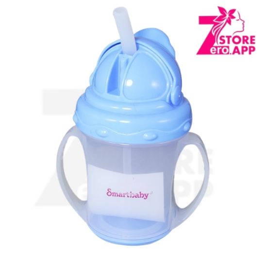 صورة كوب للأطفال بيدين بماصة سيليكون من سمارت بيبي – لبني