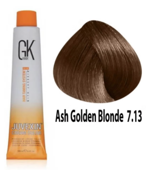 صورة صبغة شعر GK أشقر رمادي ذهبي 7.13