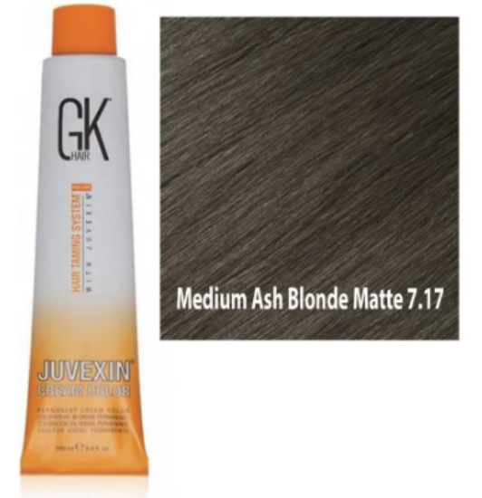 صورة صبغة شعر أشقر رمادي متوسط ​​غير لامعة 7.17