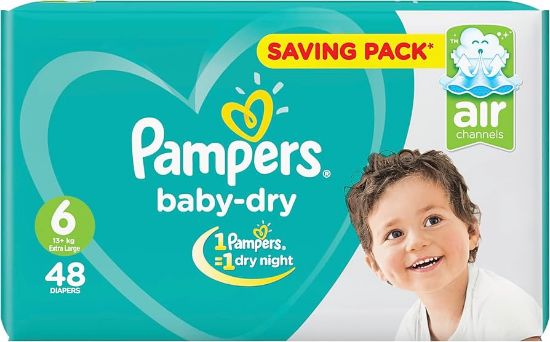 صورة حفاضات بامبرز بيبي دراي القطنية، مقاس 6، 48 حفاضة