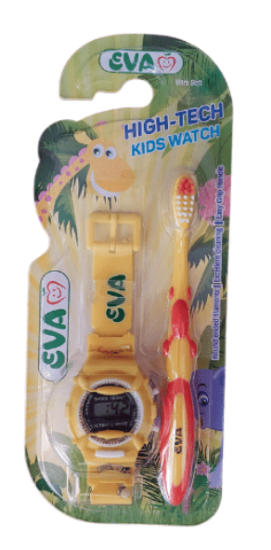 صورة ايفا فرشة اسنان اطفال+ساعة رقمية  - متعددة الألوان