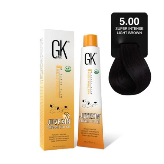 صورة صبغة شعر دائمة من جي كي هير، 5.00 بني فاتح مكثف للغاية، 100 مل