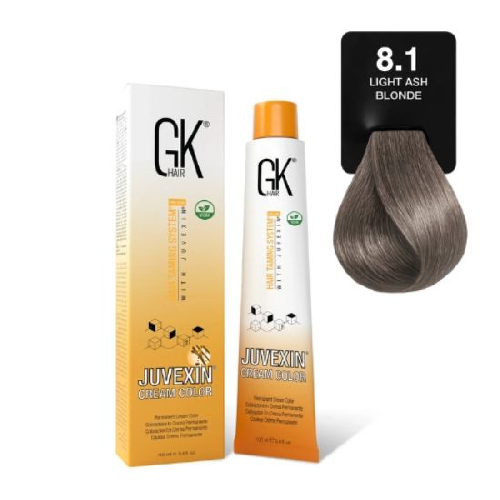 صورة صبغة شعر جي كي 8.1 أشقر رمادي فاتح 100 مل