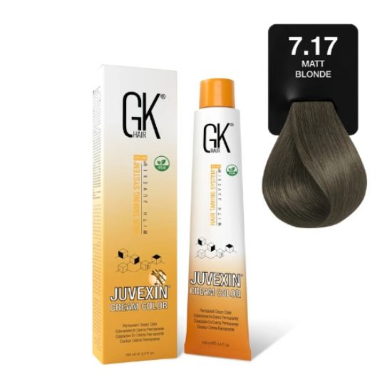 صورة صبغة شعر أشقر رمادي متوسط ​​غير لامعة 7.17