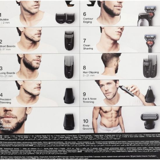 صورة مجموعة براون متعددة الاستخدام 10 في 1، 8 ملحقات وشفرة جيليت فيوجن 5 برو جلايد - MGK7220