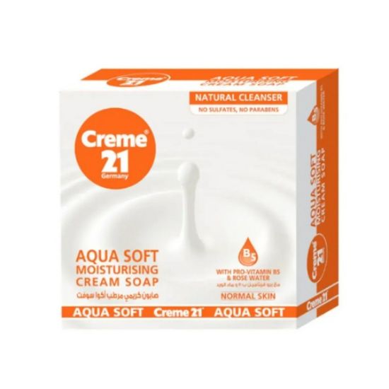 صورة كريم 21 صابون أكوا الناعم مع فيتامين ب5 وماء الورد -125 غرام
