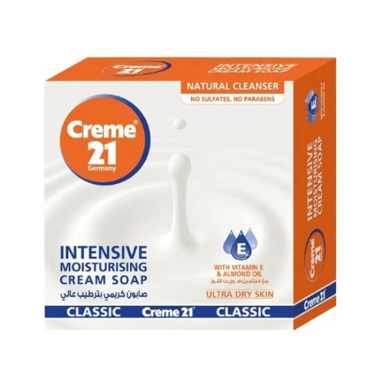 صورة كريم 21 صابون كريمي للبشرة شديدة الجفاف، غني بمستخلص فيتامين هـ وزيت اللوز، مرطب للغاية