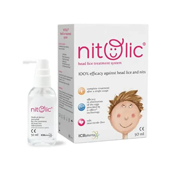 صورة علاج القمل مع مشط إزالة القمل للبالغين والأطفال من عمر سنتين، فعال وسريع ضد قمل الرأس وبيضه خلال ساعة واحدة فقط، بديل فعال لشامبو القمل، ويأتي مع مشط مخصص للإزالة من نيتوليك