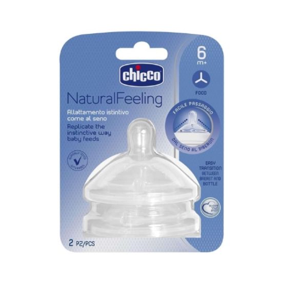 صورة حلمة ناتشورال فيلينج تيت 6 أشهر + تدفق للطعام من شيكو (قطعتان)